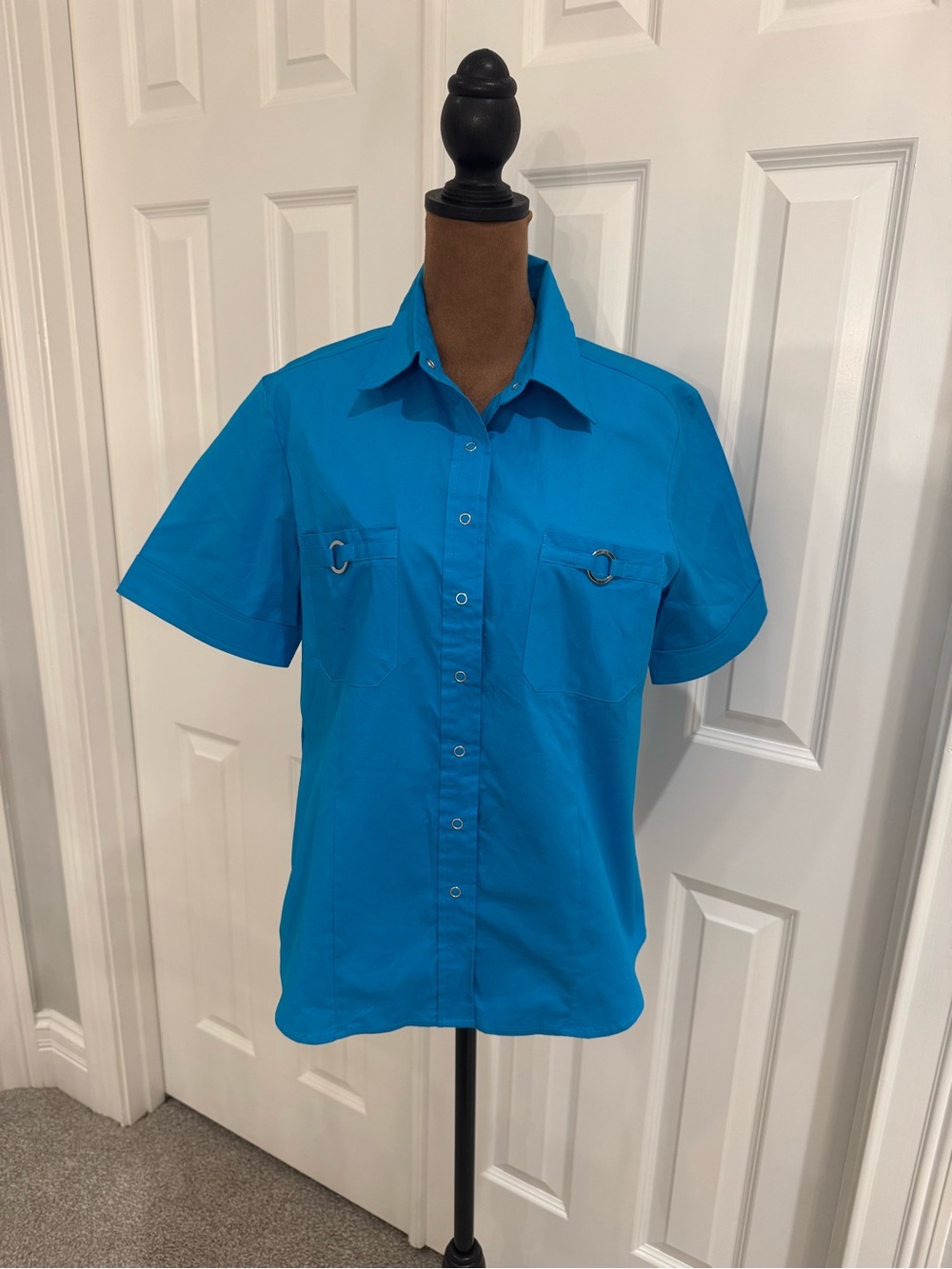Sag Harbor Short-Sleeve Button-Down Shirt in Teal